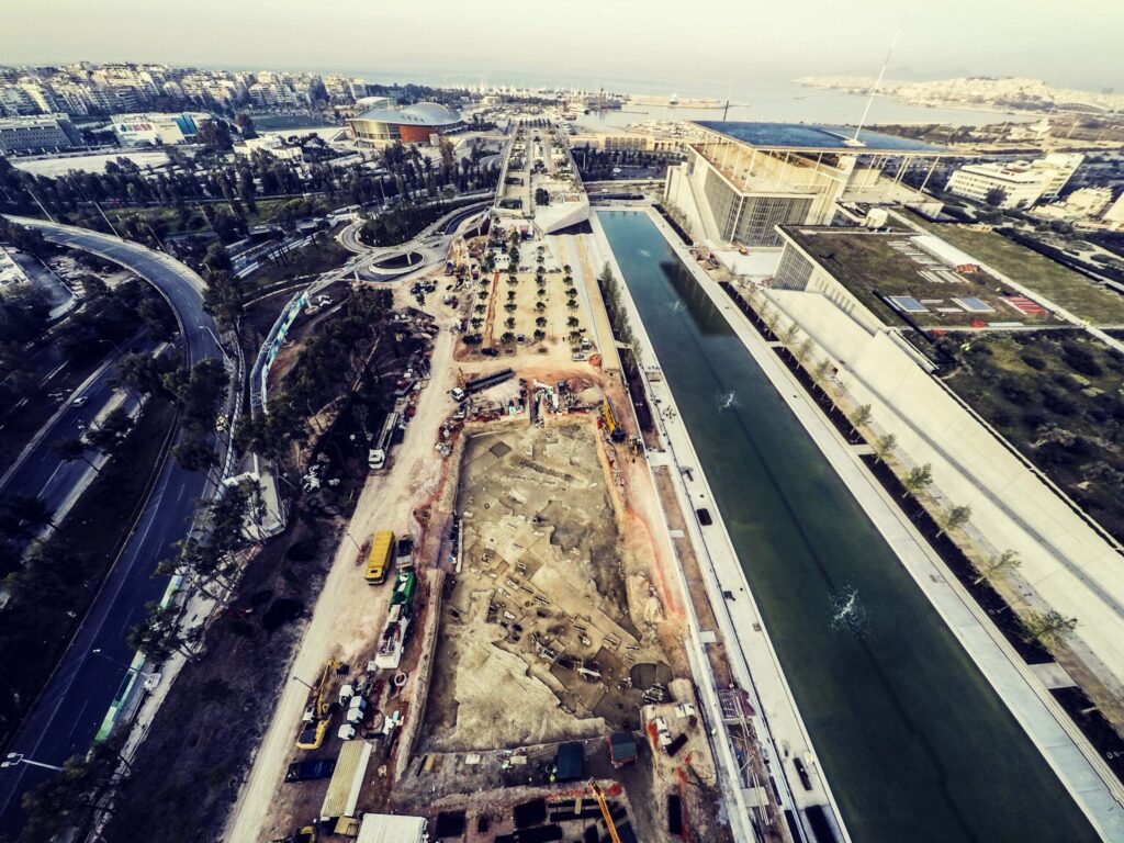 aerial photo the excavation and the phaleron bay during the contruction of the snfcc 1 scaled.jpg
